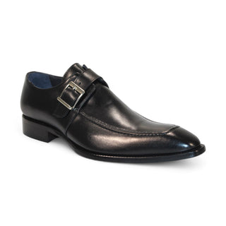 Duca Garda Men's Shoes Black Calf-Skin Leather Monkstraps Oxfords (D1027)-AmbrogioShoes