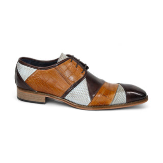 Duca Imperio Men's Shoes Brown Multi Calf-Skin Leather/Calf Print Oxfords (D1111)-AmbrogioShoes