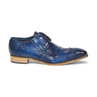 Duca Imperio Men's Shoes Ocean Blue Calf-Skin Leather/Calf Print Oxfords (D1156)-AmbrogioShoes