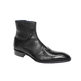 Duca Lavello Black Calf-Skin Leather/Snake Print Boots (D1033)