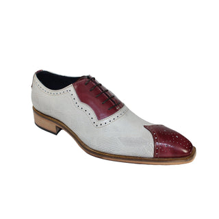 Duca Marino Bordo/Bone Calf-Skin Leather/Snake Print Oxfords (D1048)