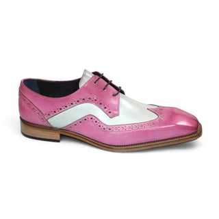 Duca Saranno Men's Shoes Pink/Panna Calf-Skin Leather Oxfords (D1171)-AmbrogioShoes