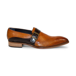 Duca Sezze Men's Shoes Cognac/Chocolate Snake Print/Calf-Skin Leather Loafers (D1170)-AmbrogioShoes