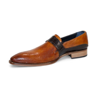 Duca Sezze Men's Shoes Cognac/Chocolate Snake Print/Calf-Skin Leather Loafers (D1170)-AmbrogioShoes