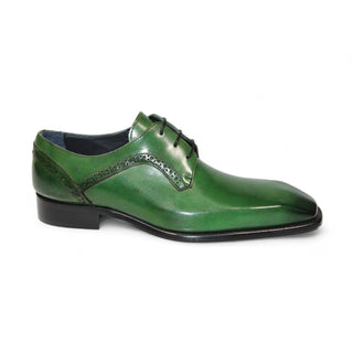 Green calf-skin leather Duca Spada men's Oxfords, Italian-made with Blake construction and leather sole, size true to US sizing.