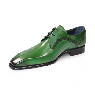 Green Duca Spada Men's Calf-Skin Leather Oxford Shoe, Italian Blake Construction, True to Size Fitting