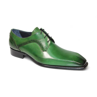 Duca Spada Men's Green Calf-Skin Leather Oxfords, Blake Construction, Made in Italy, True to Size, Elegant Men's Shoes