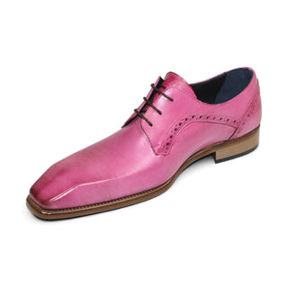 Pink calf-skin leather men's Oxford shoe by Duca Spada, featuring Blake construction and leather sole, made in Italy.