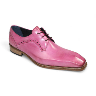 Duca Spada men's pink calf-skin leather Oxford shoe with leather sole, Italian-made, Blake construction, true to size fit.