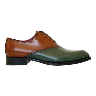 Emilio Franco Aristide Men's Shoes Green/Brown Calf-Skin Leather Oxfords (EF1237)-AmbrogioShoes