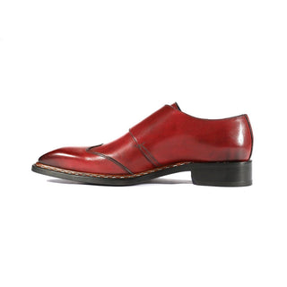 Emilio Franco Baldo Men's Designer Shoes Antique Red Calf-Skin Leather Monkstraps Loafers (EFS3602)-AmbrogioShoes