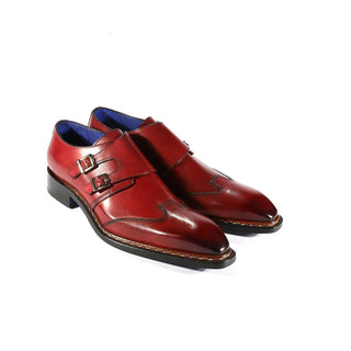 Emilio Franco Baldo Men's Designer Shoes Antique Red Calf-Skin Leather Monkstraps Loafers (EFS3602)-AmbrogioShoes