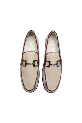 Emilio Franco EF439 Linen & Leather Horse-Bit Loafer-AmbrogioShoes