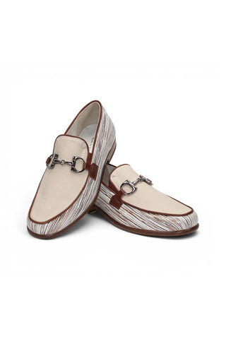 Emilio Franco EF439 Linen & Leather Horse-Bit Loafer-AmbrogioShoes