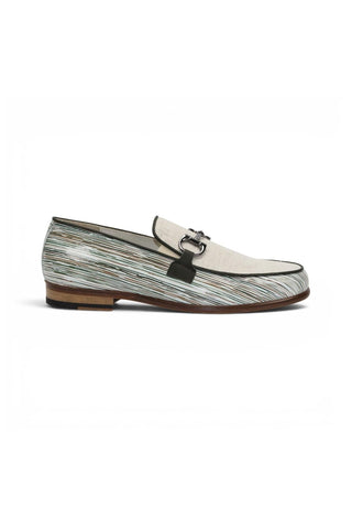 Emilio Franco EF439 Linen & Leather Horse-Bit Loafer-AmbrogioShoes