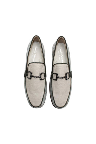 Emilio Franco EF439 Linen & Leather Horse-Bit Loafer-AmbrogioShoes