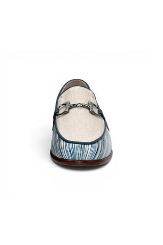 Emilio Franco EF439 Linen & Leather Horse-Bit Loafer-AmbrogioShoes