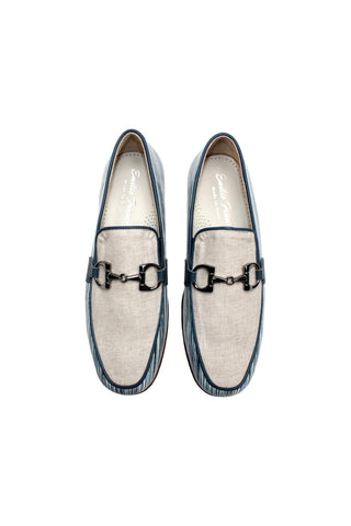 Emilio Franco EF439 Linen & Leather Horse-Bit Loafer-AmbrogioShoes