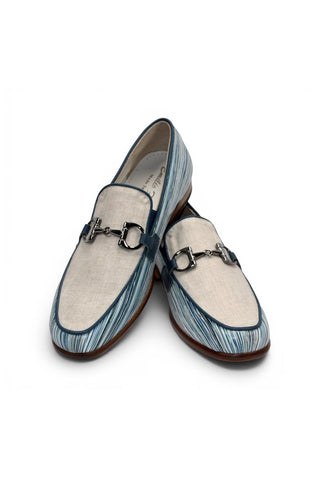 Emilio Franco EF439 Linen & Leather Horse-Bit Loafer-AmbrogioShoes