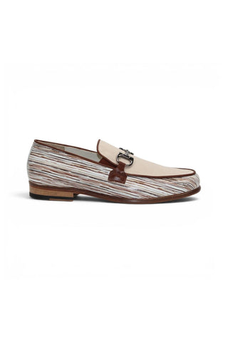 Emilio Franco EF439 Linen & Leather Horse-Bit Loafer-AmbrogioShoes