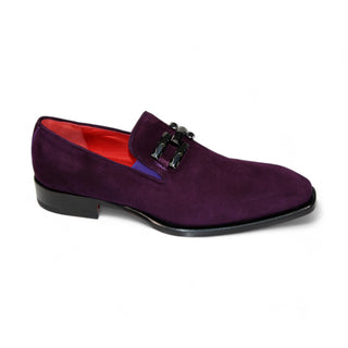 Emilio Franco Francesco Men's Shoes Purple Suede Leather Loafers (EF1214)