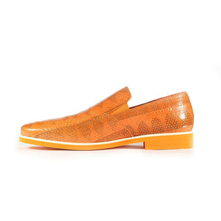 Fennix Daniel Men's Shoes Orange Python Print / Eel-Skin Slip-on Loafers (FXS2602)-AmbrogioShoes