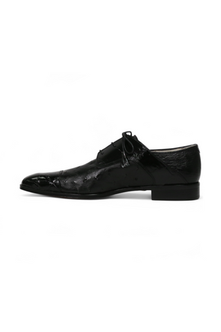 Fennix Designer Shoes Men's Exotic Hornback Crocodile/Ostrich Black Oxfords (FXS103)-AmbrogioShoes