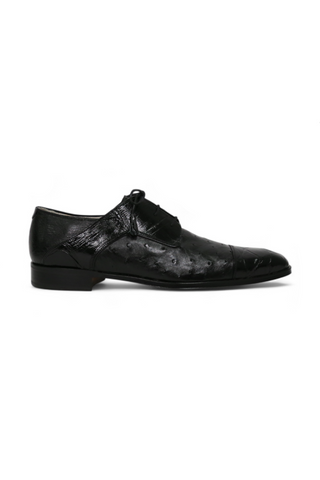 Fennix Designer Shoes Men's Exotic Hornback Crocodile/Ostrich Black Oxfords (FXS103)-AmbrogioShoes