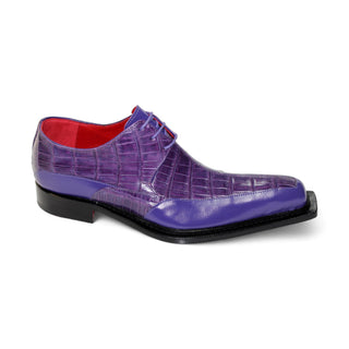 Fennix Frank Men's Shoes Purple Calf Leather/Alligator Exoctic Oxfords (FX1138)-AmbrogioShoes