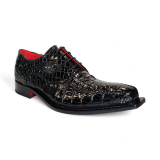 Fennix Hugo Men's Shoes Black Crocodile Exotic Oxfords (FX1158)-AmbrogioShoes