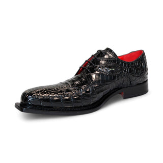 Fennix Hugo Men's Shoes Black Crocodile Exotic Oxfords (FX1158)-AmbrogioShoes