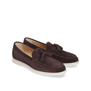 Franceschetti Amalfi Men's Shoes Dark Brown Suede Leather Slip-On Tassels Sneakers (FCCT1011)-AmbrogioShoes