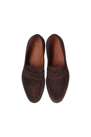 Franceschetti Evan Chocolate Suede Penny Loafers (FCCT1018)-Dellamoda