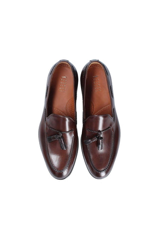 Franceschetti Harry Dark Brown Leather Tassels Loafers (FCCT1016)-Dellamoda