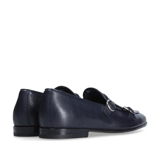 Franceschetti Ravenna Blue Tumbled Calf-Skin Leather Double Buckle Belgian Loafers (FCCT1002)-AmbrogioShoes