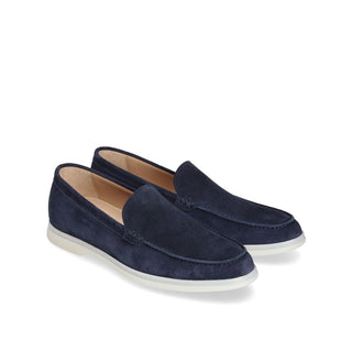 Franceschetti Vieste Men's Shoes Blue Suede Leather Slip-On Sneakers (FCCT1013)-AmbrogioShoes