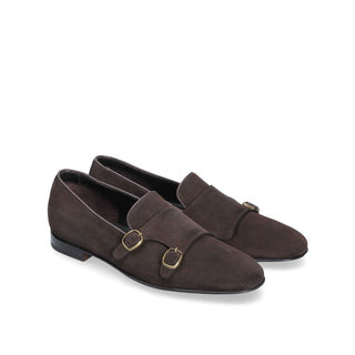 Franceschetti Yari Brown Suede Double Buckle Belgian Loafers (FCCT1006)-AmbrogioShoes