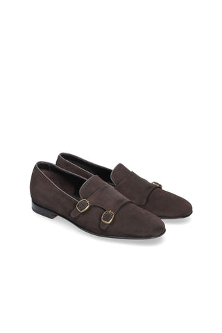 Franceschetti Yari Brown Suede Double Buckle Belgian Loafers (FCCT1006)-Dellamoda