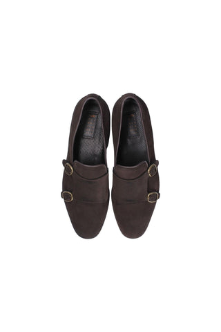 Franceschetti Yari Brown Suede Double Buckle Belgian Loafers (FCCT1006)-Dellamoda