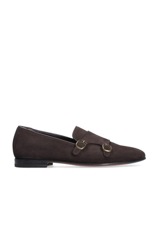 Franceschetti Yari Brown Suede Double Buckle Belgian Loafers (FCCT1006)-Dellamoda