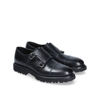 Franceschetti Zurigo Men's Luxury Italian Shoes Calf-Skin Leather Double Buckle Monk-Straps Loafers (FCCT1082)-AmbrogioShoes