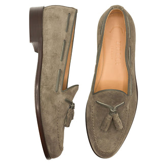 Zelli Italia Franco Men's Shoes Taupe Suede Calf-Skin Tassel Loafer (ZEL1025)