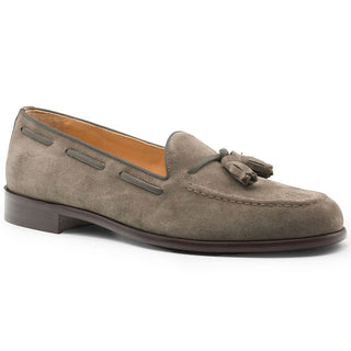 Zelli Italia Franco Men's Shoes Taupe Suede Calf-Skin Tassel Loafer (ZEL1025)