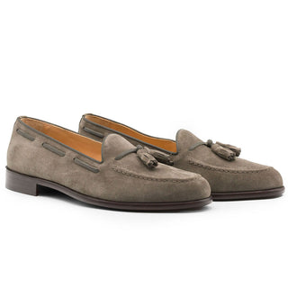 Zelli Italia Franco Men's Shoes Taupe Suede Calf-Skin Tassel Loafer (ZEL1025)