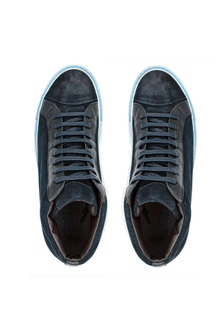 Giovacchini Ruben Antique Blue Suede / Leather High-Top Sneakers (GVCN1003)