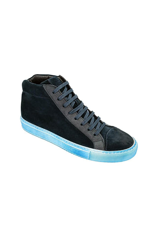 Giovacchini Ruben Antique Blue Suede / Leather High-Top Sneaker-Dellamoda