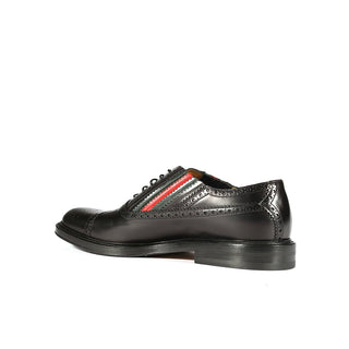 Gucci 547592 0GQ30 1078 Men's Shoes Black Calf-Skin Leather Cap-Toe Oxfords (GGM1719)-AmbrogioShoes