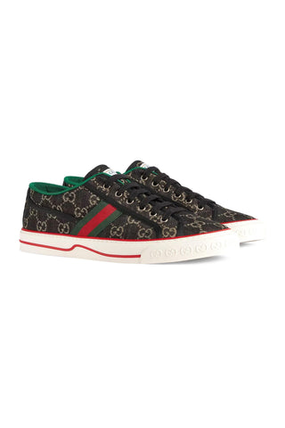 Gucci 606111 Black & Ivory Jacquard Denim Tennis 1977 Sneakers (GGM1732)-AmbrogioShoes