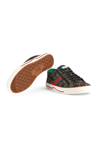 Gucci 606111 Black & Ivory Jacquard Denim Tennis 1977 Sneakers (GGM1732)-AmbrogioShoes