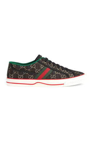 Gucci 606111 Black & Ivory Jacquard Denim Tennis 1977 Sneakers (GGM1732)-Dellamoda
